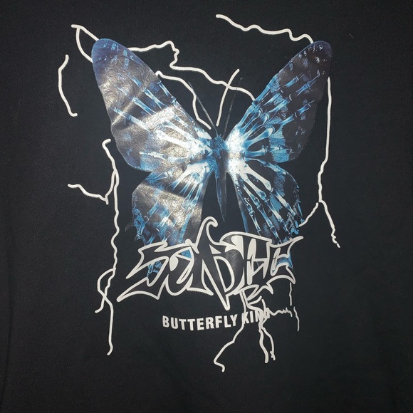 Large Blue Skeleton “Butterfly King” Shein T-Shirt - Picture 2 of 4